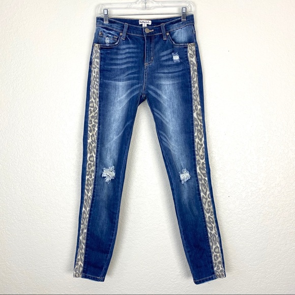 EASEL Animal Print Accent Skinny Denim Jeans NWT - Picture 3 of 8